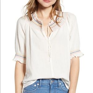 Madewell Rainbow Smocked Peasant Top, EUC